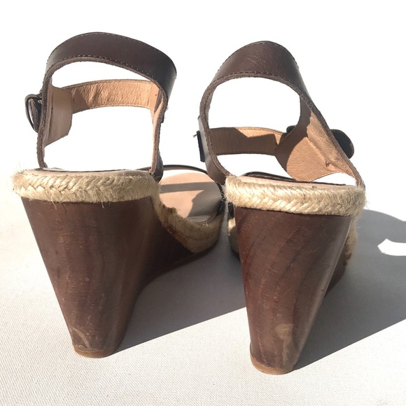 J.Crew Brown Leather Wedge Sandals 10 shoes - Picture 8 of 9